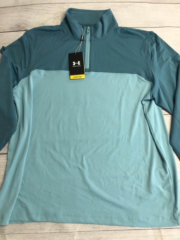Under Armour Pullover Mens Large Blue Long Sleeve 1/4 Zip Golf UPF 50+ Top gallery