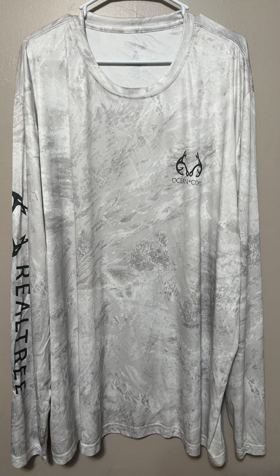 Realtree Mens 3X Long Sleeve Performance Fishing Shirt White Grey Camo gallery