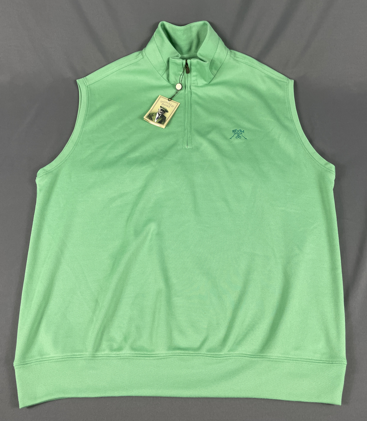 Donald Ross Golf Vest Chest Logo 1/4 Zip Medium Jade Green NWT MSRP $145 gallery