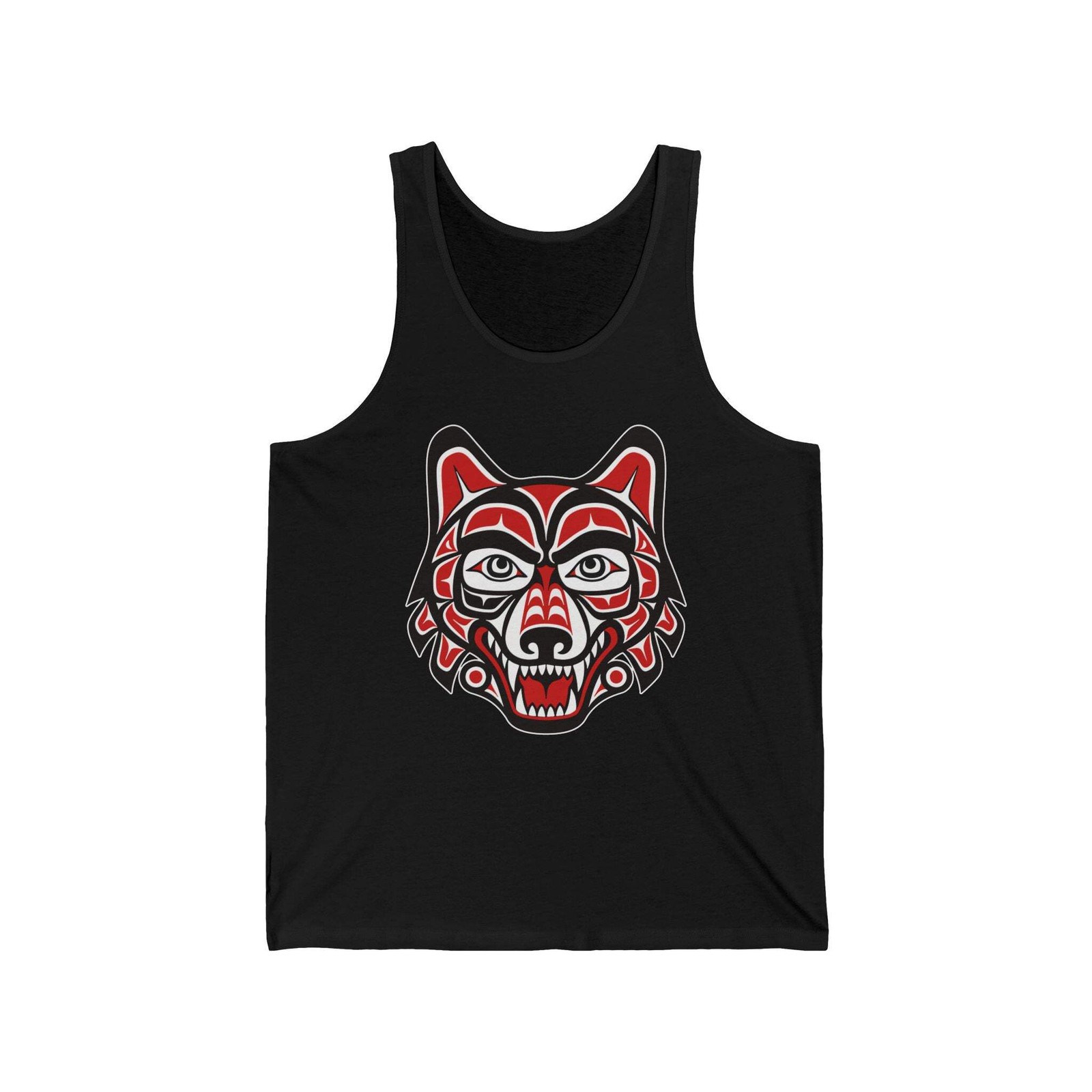 Pacific Northwest Formline Wolf Head Tank Top | Indigenous Art Shirt Wolf gallery