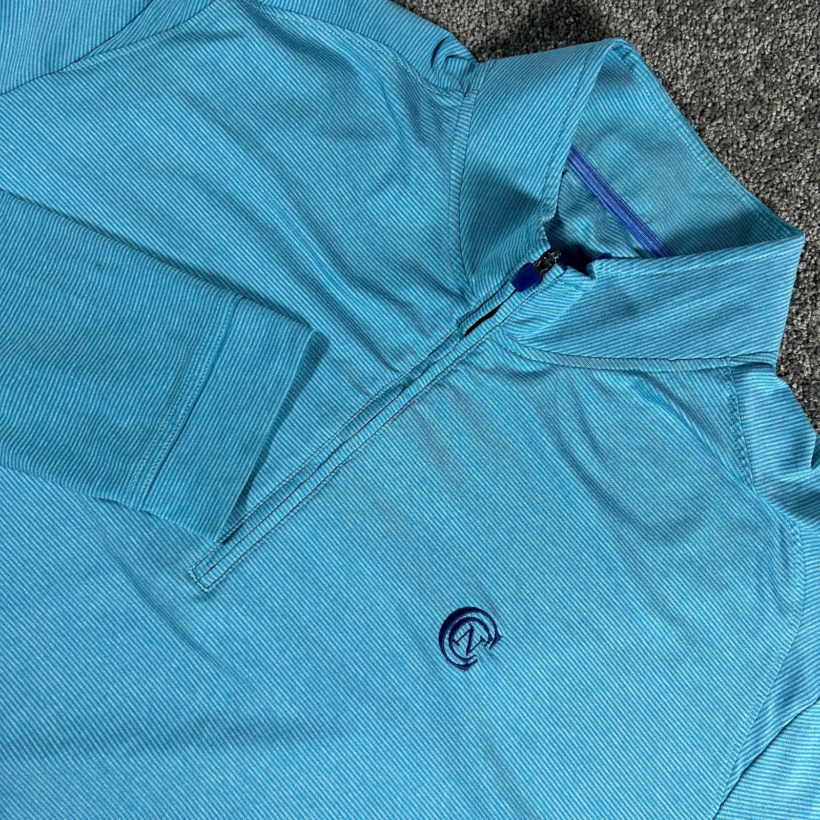 Johnnie-O Bert XL Performance 1/4 Zip Pullover Teal Blue Golf gallery