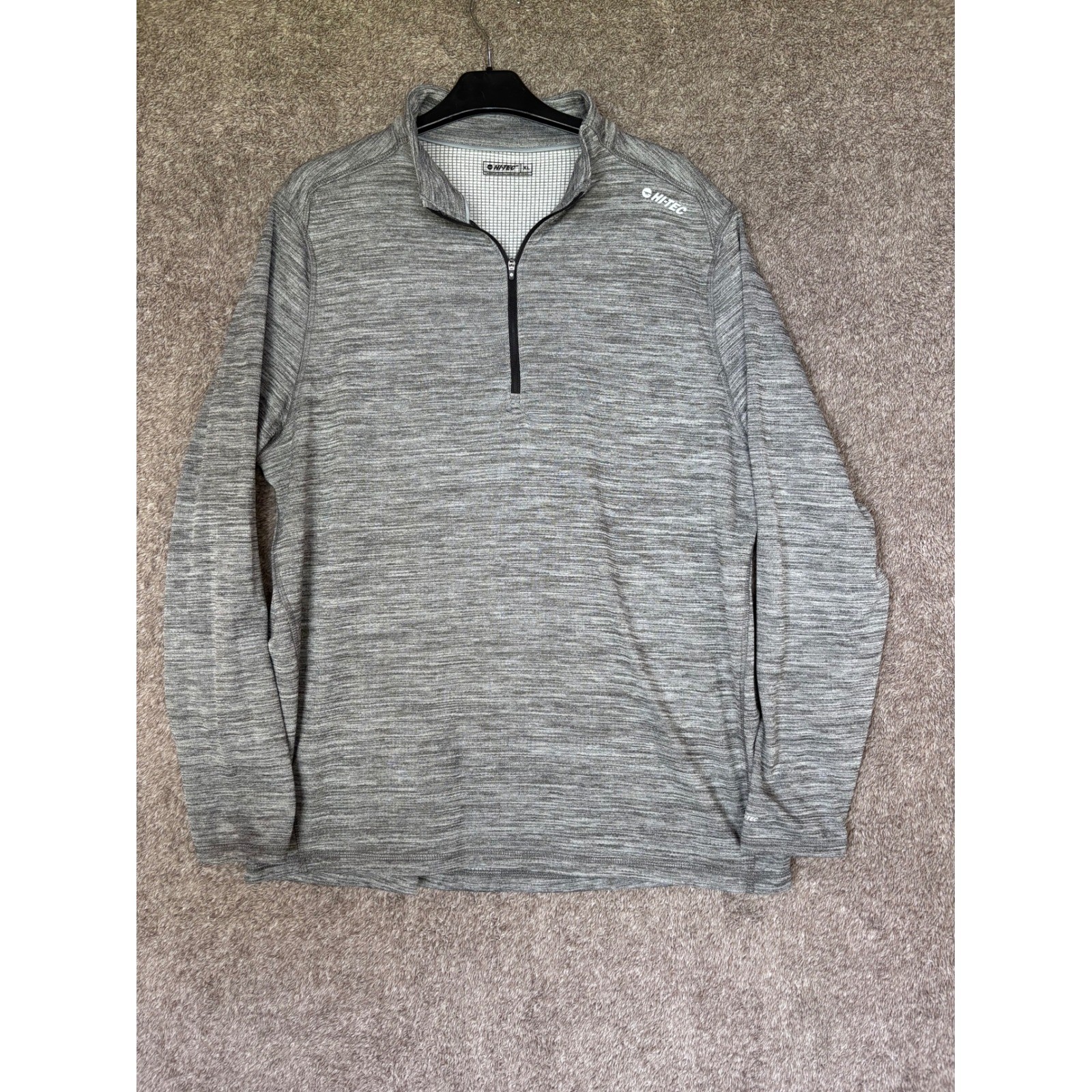 Hi Tec Men's XL Gray Quarter Zip Long Sleeve Athletic Pullover Shirt gallery