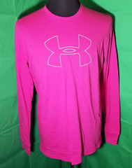 Under Armour Men Medium Crewneck Long Sleeve Loose Pink Cancer Awareness