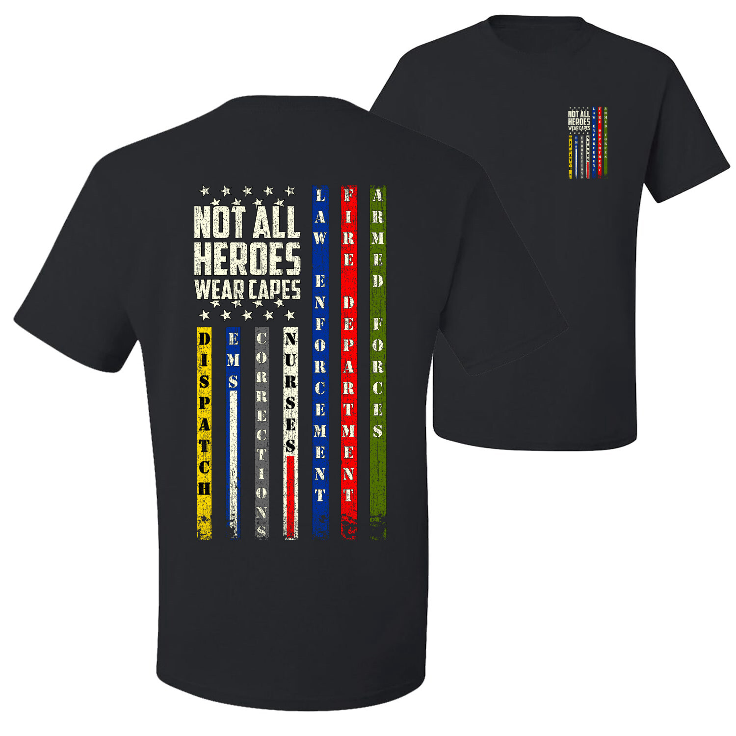US Flag Frontlines First Responder Support Patriotic Men Graphic Tshirt gallery