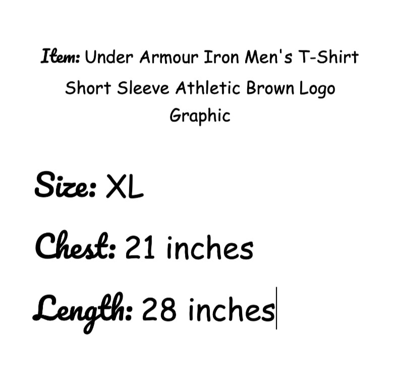 Under Armour Iron Men's T-Shirt Short Sleeve Athletic Brown Logo Graphic Size XL gallery