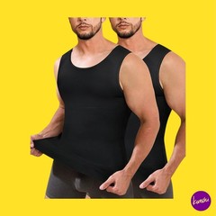 JUNLAN Men’s Compression Shirt Vest 2 Pack, Tummy Control, Black, UK L | EU 52