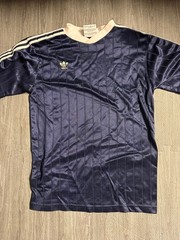 Vintage 90s Adidas Trefoil Soccer Jersey Blue White Pinstripe Made USA Men Med