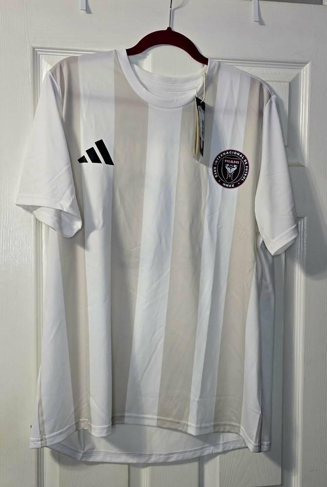 Adidas Lionel Messi #10 Inter Miami CF Away Jersey White Grey Striped MLS Men’s