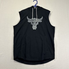 Under Armour Project Rock Men’s Large Terry Sleeveless Black Hoodie Brahma Bull