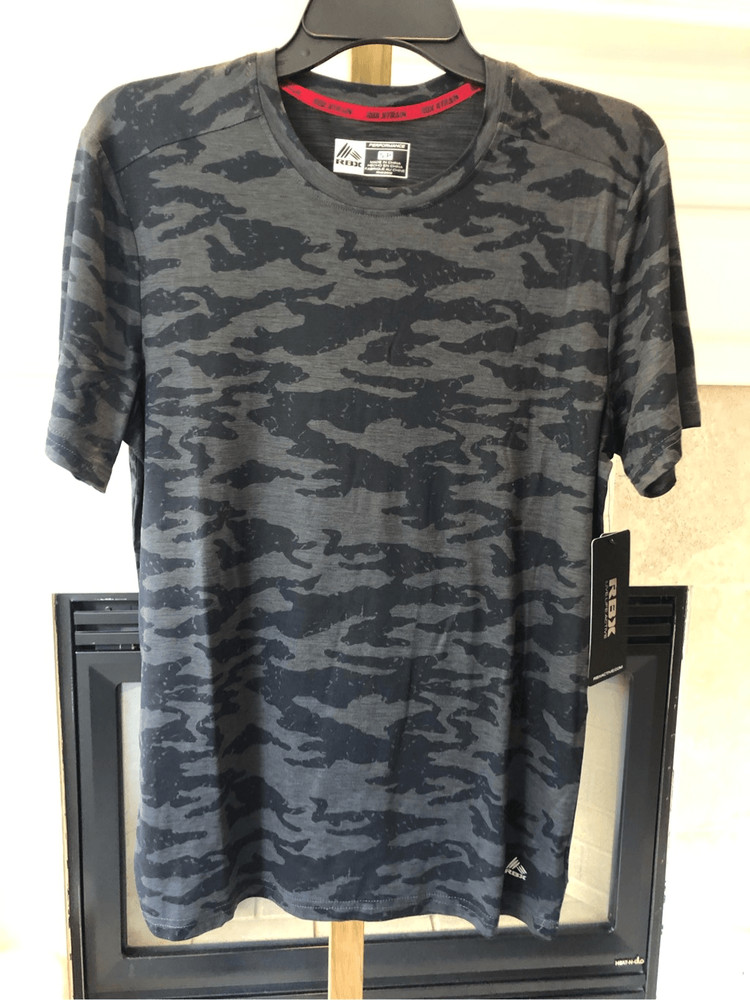 RBX Men’s X-Train Performance Gray Camouflage Short Sleeve T-Shirt Size S NWT