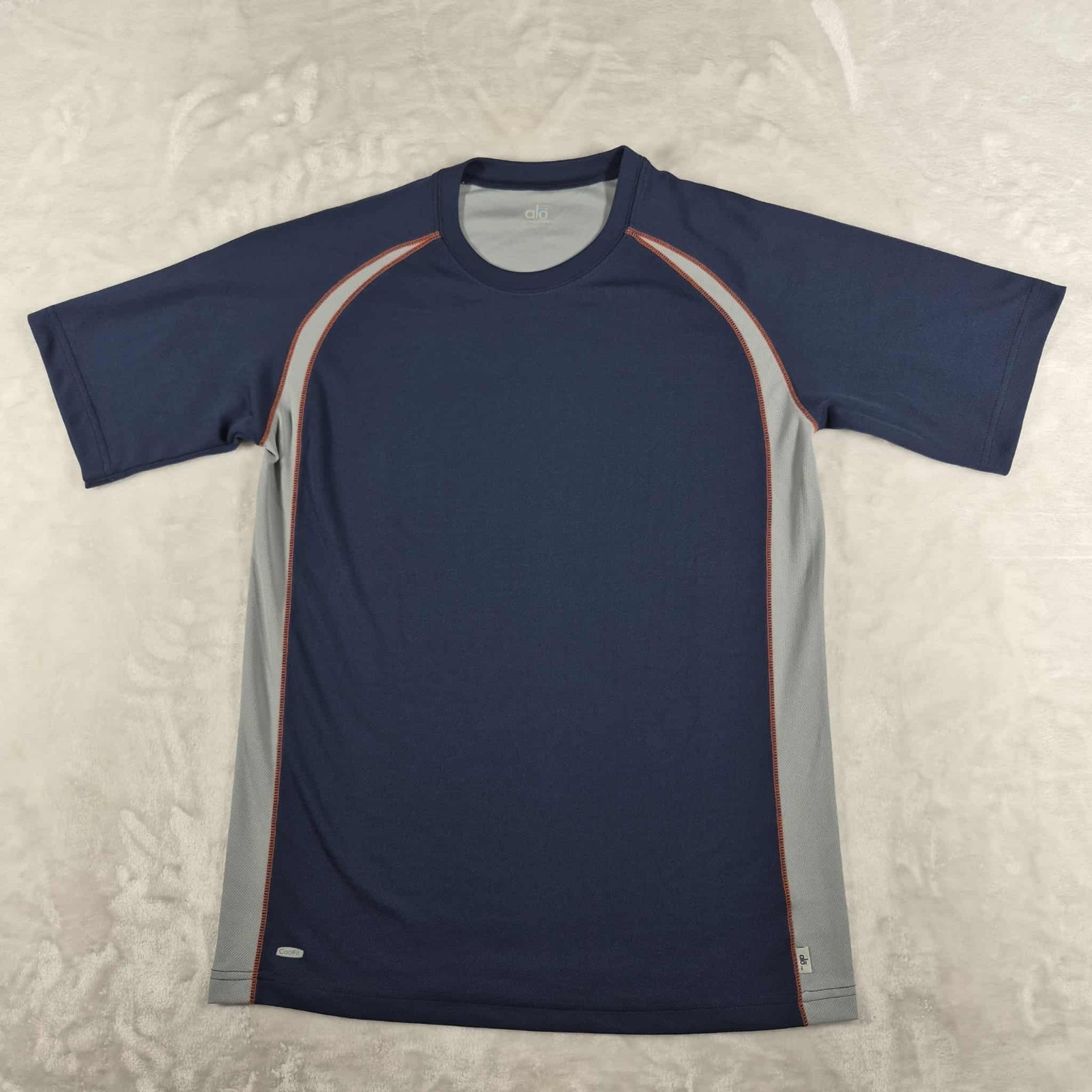 Alo Shirt Men's Small Blue Crew Neck Cool Fit Tee Stretch Performance Running gallery