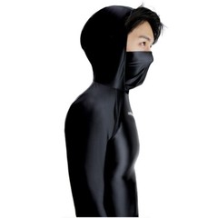 AMORESY Men Shiny Glossy Hooded Sunscreen Top Long Sleeve Fitness Sports T-shirt