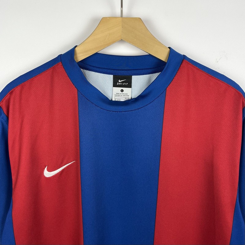 Vintage Nike Soccer Jersey T Shirt Stripped Mens Blue/Red Size Large 00s Dri-Fit gallery