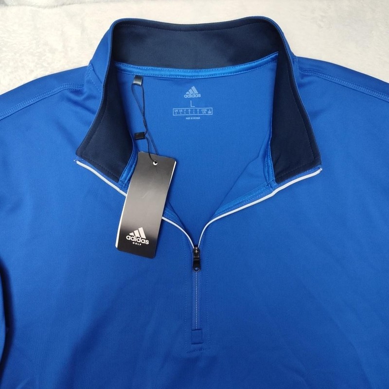 Adidas Shirt Men Large Blue 1/4 Zip Pullover Golf Sideline Soccer Tagless GM4868 gallery