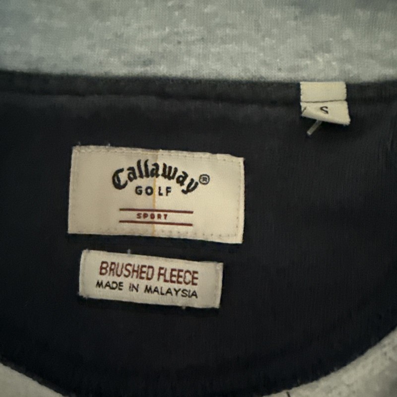 Callaway 1/4 Zip Pullover Men's S Blue Elbow Stitching Golf Logo Brushed Fleece gallery