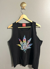 FULL SEND Nelk Boys Rainbow Leaf Men’s Black Cotton Tank Top Size L