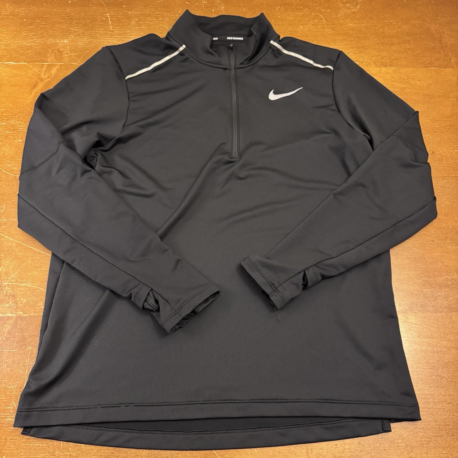 Nike Sweater Mens Large Black Long Sleeve Pullover Golf 1/4 Zip Dri Fit Running gallery