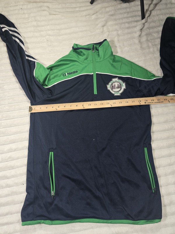 O'Neills Men's S Colorblock 1/4 Zip Pullover Green Navy White High Neck Pockets gallery