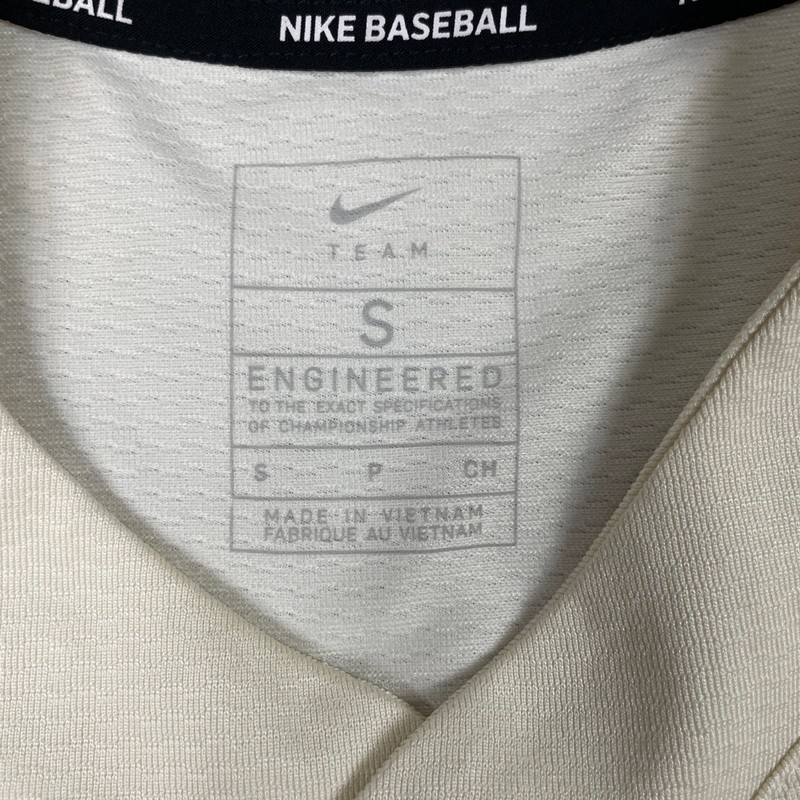 Nike Baseball Team Engineered Jersey Mens Small Cream White Henley Swoosh Logo gallery