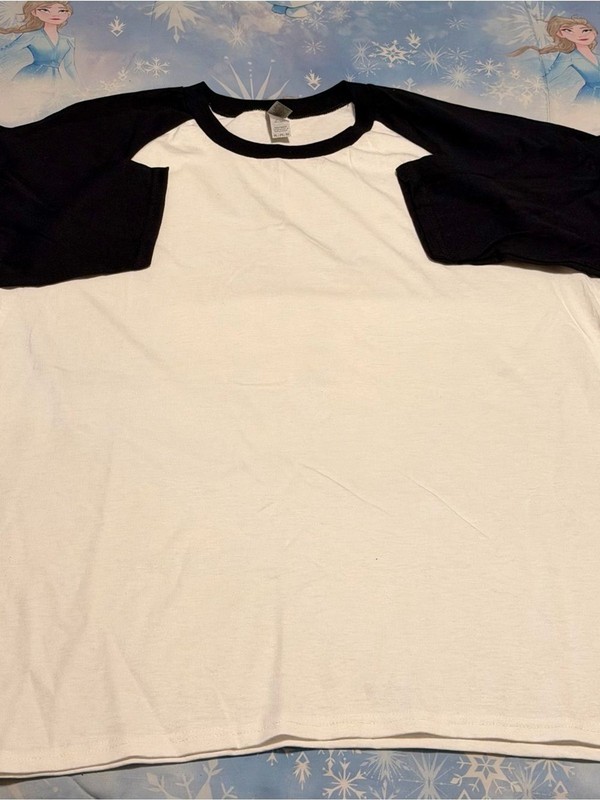 Gildan White and Black Raglan Baseball Style Shirts Bundle of 10 gallery