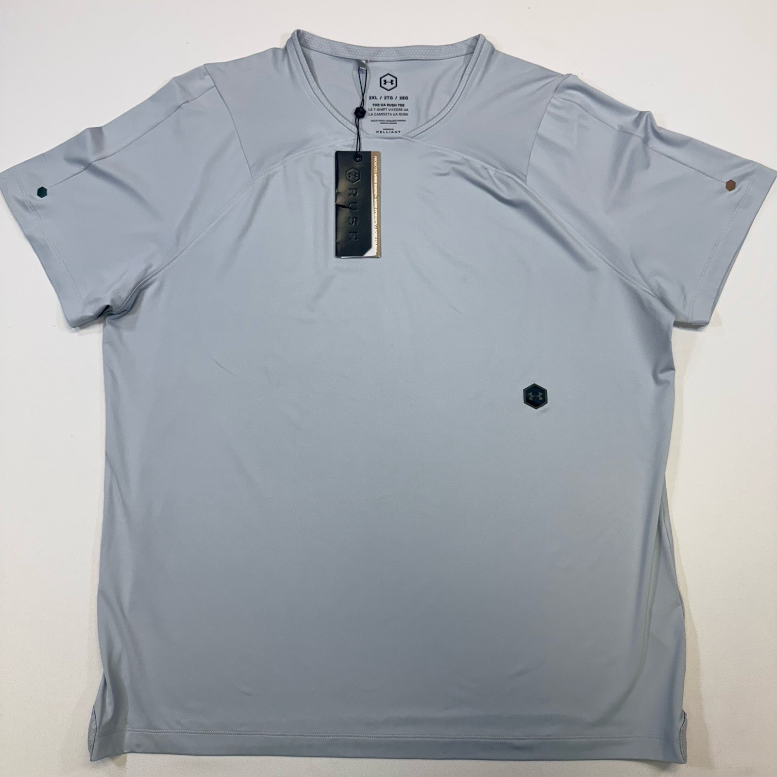 Under Armour Rush Tee Shirt Mens 2XL Gray S/S Energy 1327641 New NWT+D gallery