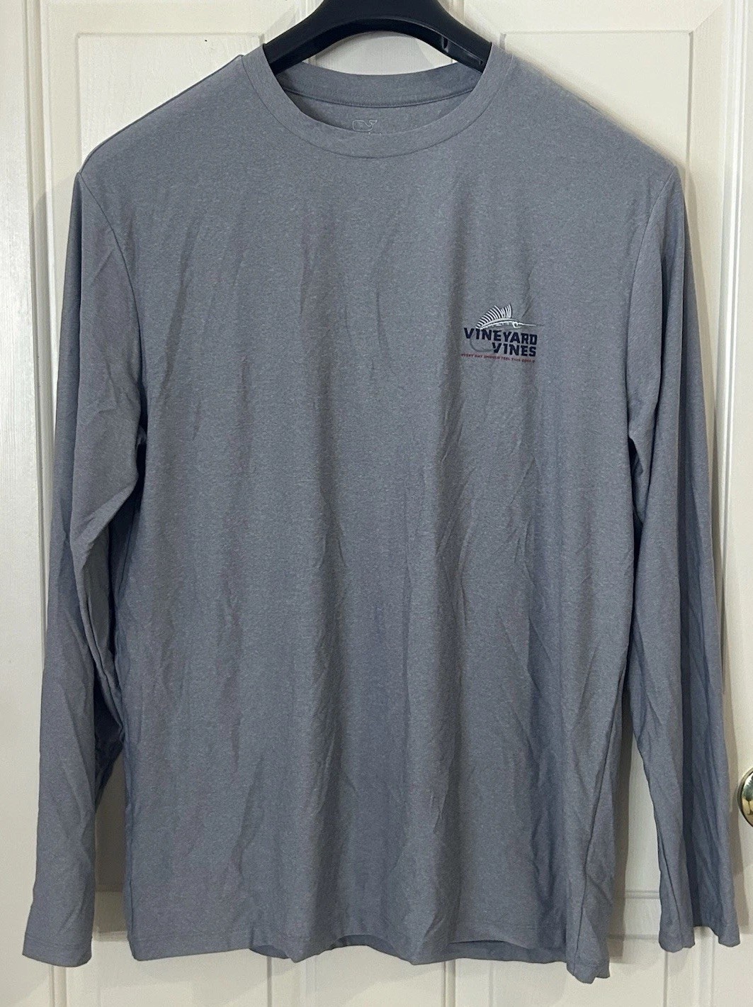 Vineyard Vines Performance Men's Gray Long Sleeve Crew Neck Stretch Tee Medium gallery