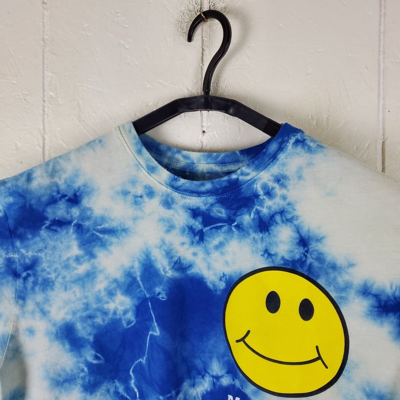 Happy Daze Shirt Mens Medium Blue Tie Dye Crew Neck Short Sleeve Fresh Baked gallery