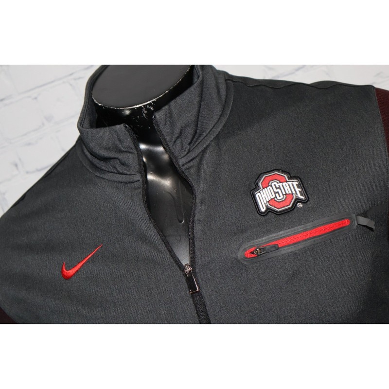 Nike Ohio State Buckeyes Pullover Mens Medium Gray 1/4 Zip Dri-Fit OSU Shirt ** gallery