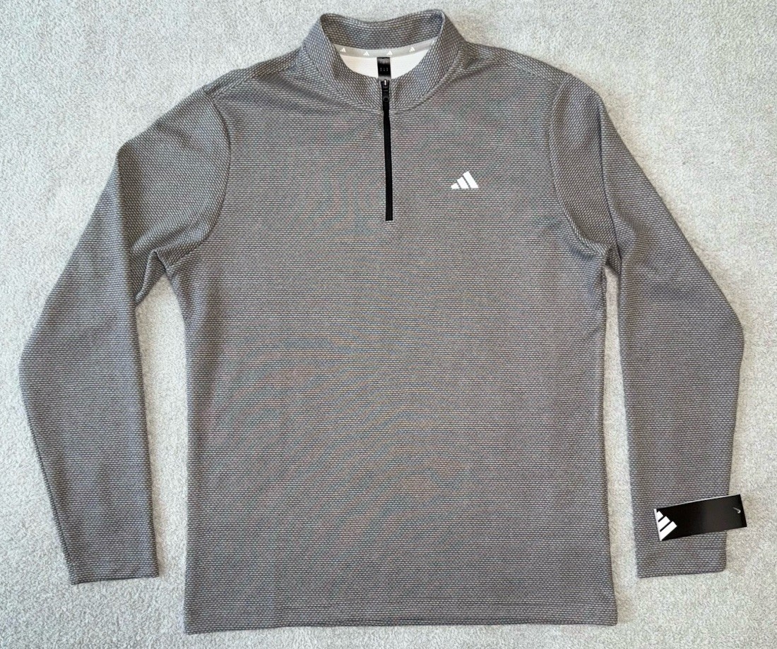 NWT Adidas Microdot 1/4 Zip Pullover Sweatshirt Gray And Black Mens Size Medium gallery