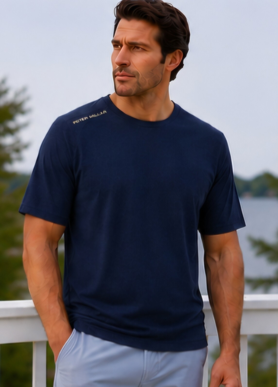 Peter Millar Men's Navy Performance Aurora T-Shirt Large gallery