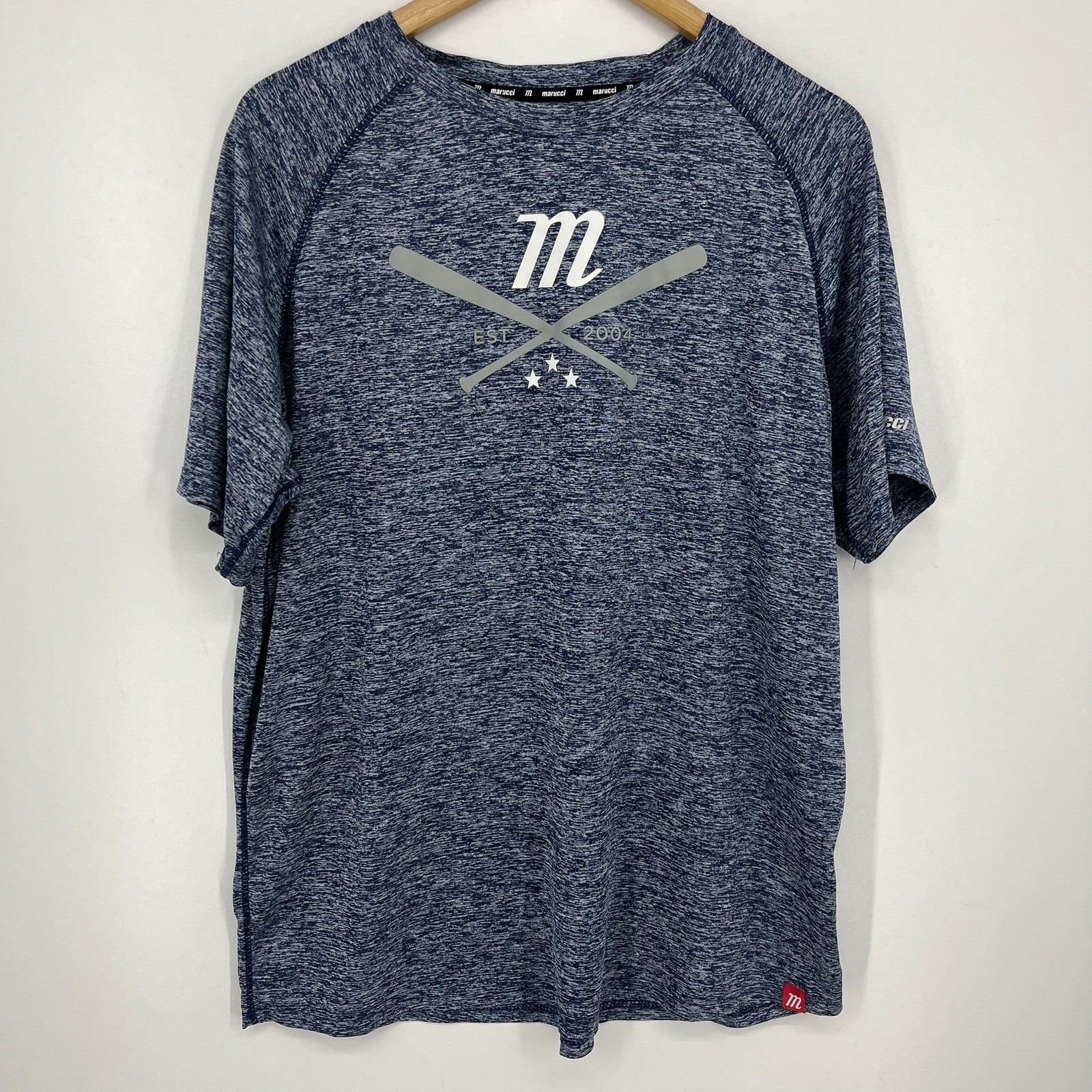 Marucci Mens Large Performance Baseball Graphic T-Shirt Navy Blue Heather gallery