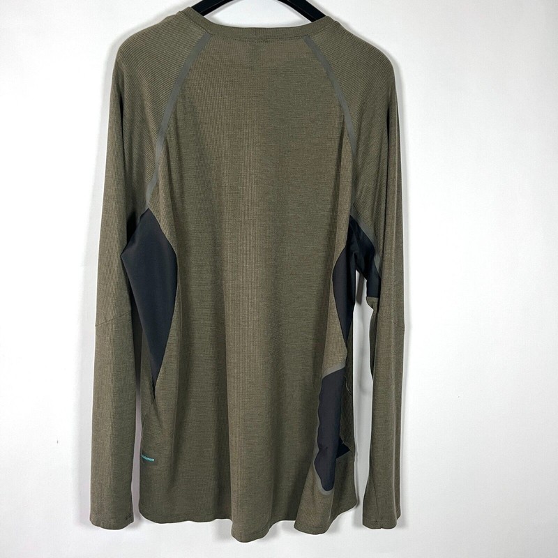 Lululemon Ventilated Hiking Shirt XL Waffle Knit Mesh Zipper Pocket Thumb Holes gallery