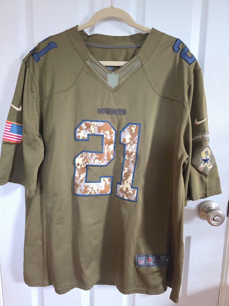 Dallas Cowboys Salute To Service Camo Green NFL Official Jersey Size XL