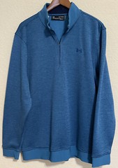 Under Armour ColdGear Fleece Lined 1/4 Zip Loose Fit Blue Shirt w/Logos ~Mens XL