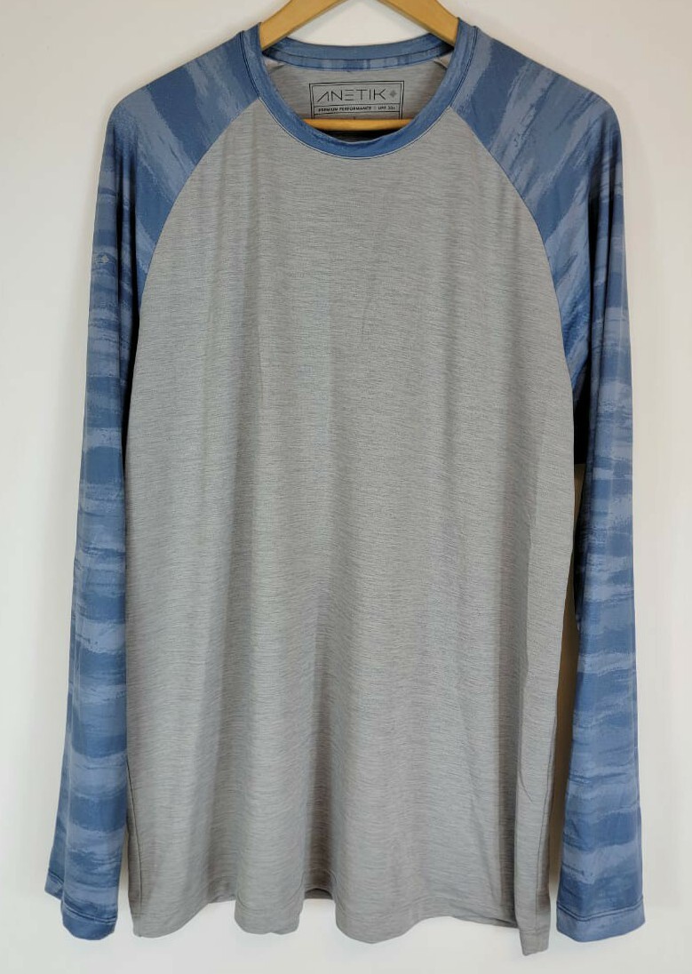 Anetik Premium Performance T-Shirt Mens L Gray/Blue Long Sleeve UPF 30+ VINT UV gallery