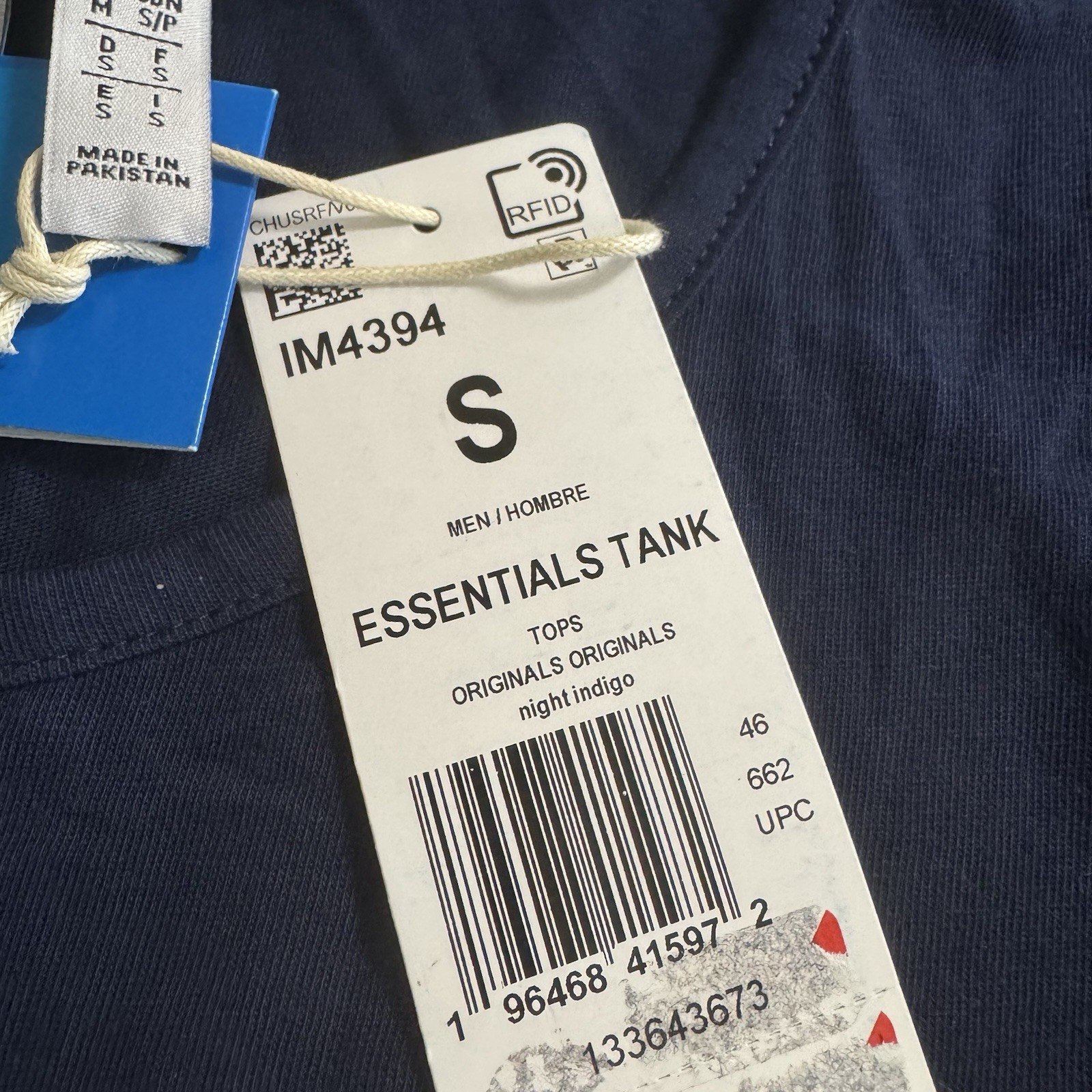 Adidas Essentials Men’s Tank Top Size S Blue Muscle Shirt Embroidered Logo gallery
