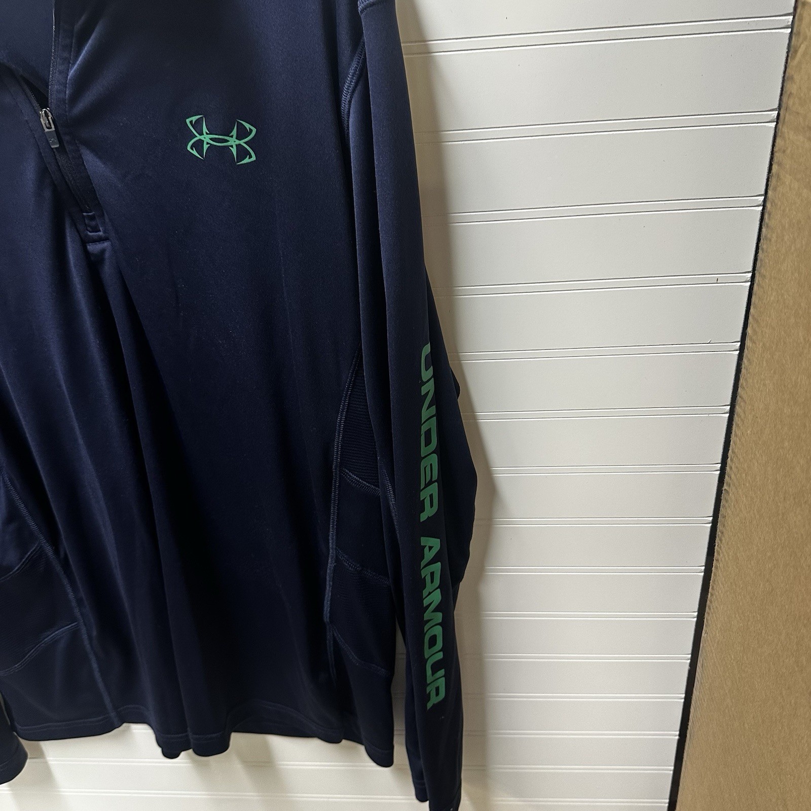 Under Armour Fish Hunter Tech 1/4 Zip Shirt Heat Gear Loose Fit XL Navy gallery