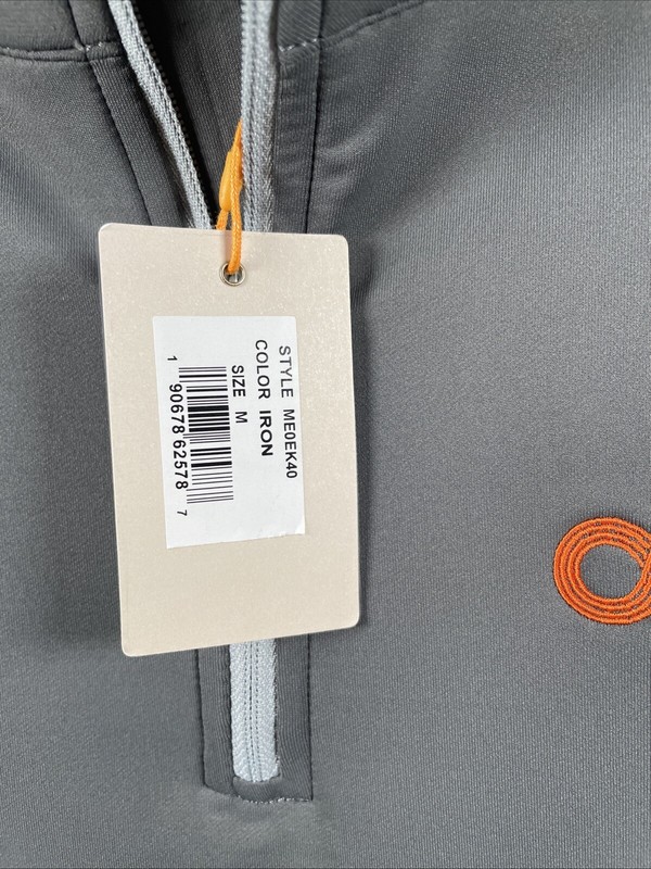 Peter Millar Crown Sport Perth Loop Iron Grey Quarter Zip Pullover Mens M NEW gallery