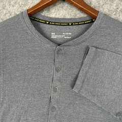 Under Armour Project Rock Shirt Mens XL Gray HeatGear 3/4 Sleeve Henley Respect