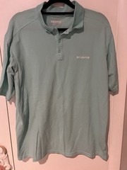 Columbia Omni Wick Polo Shirt Men’s Light Aqua Mint Short Sleeve Large
