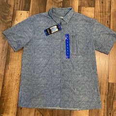 GILLZ Men’s Short Sleeved Fishing Shirt, Blue Design.size Large/Brand-New￼