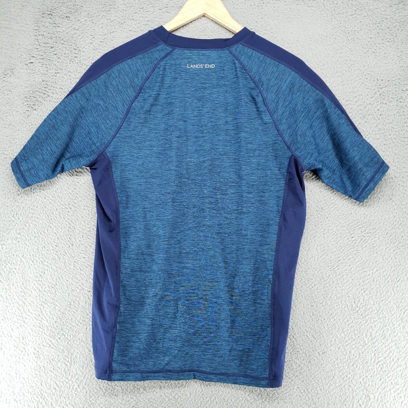 Lands’ End Short Sleeve Mock Collar Mens M 38-40 Running Shirt in Gray Blue gallery
