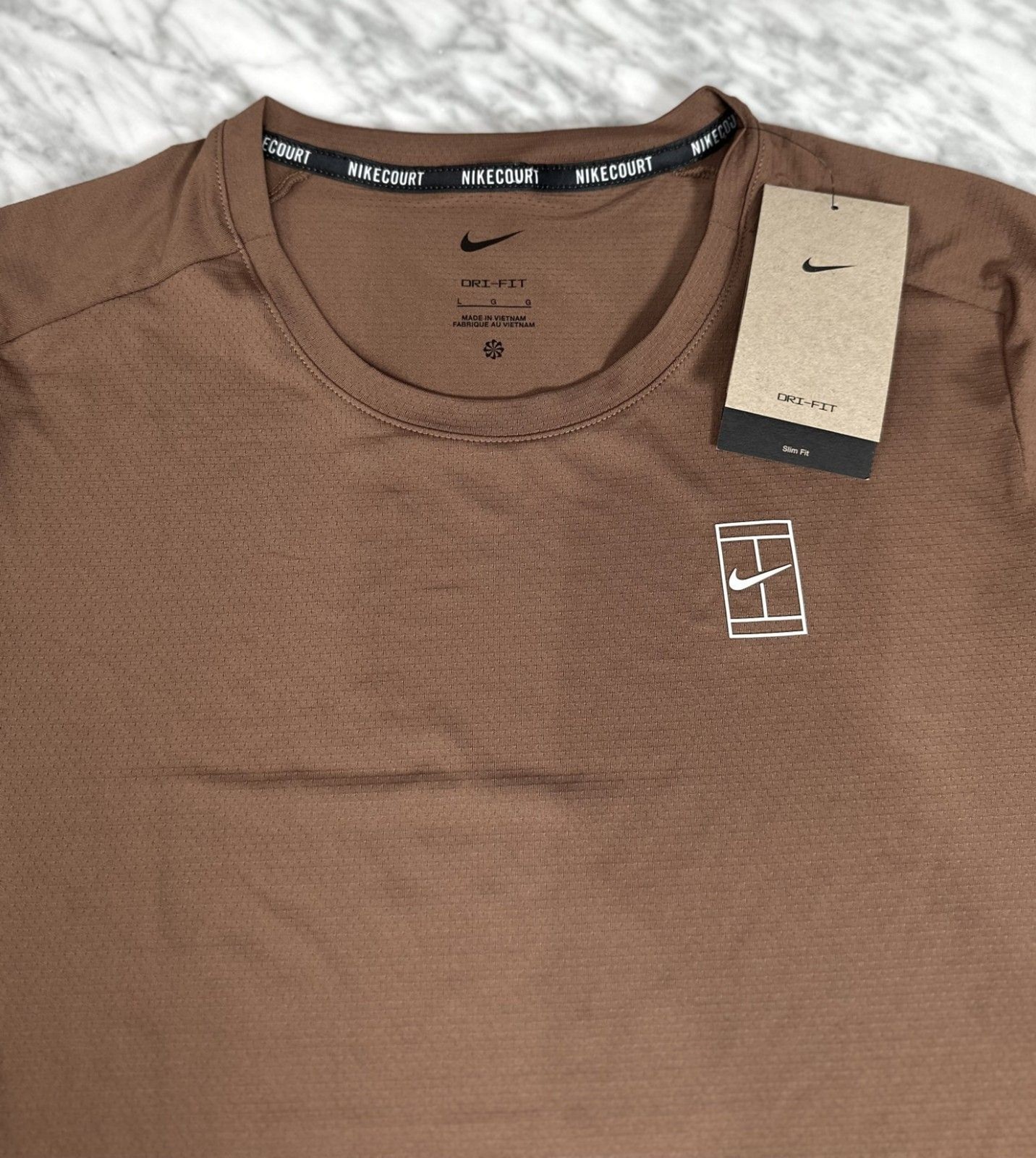 Nike Court Advantage Dri-FIT Tennis Top Jersey Shirt Brown FZ6910-281 Mens Large gallery