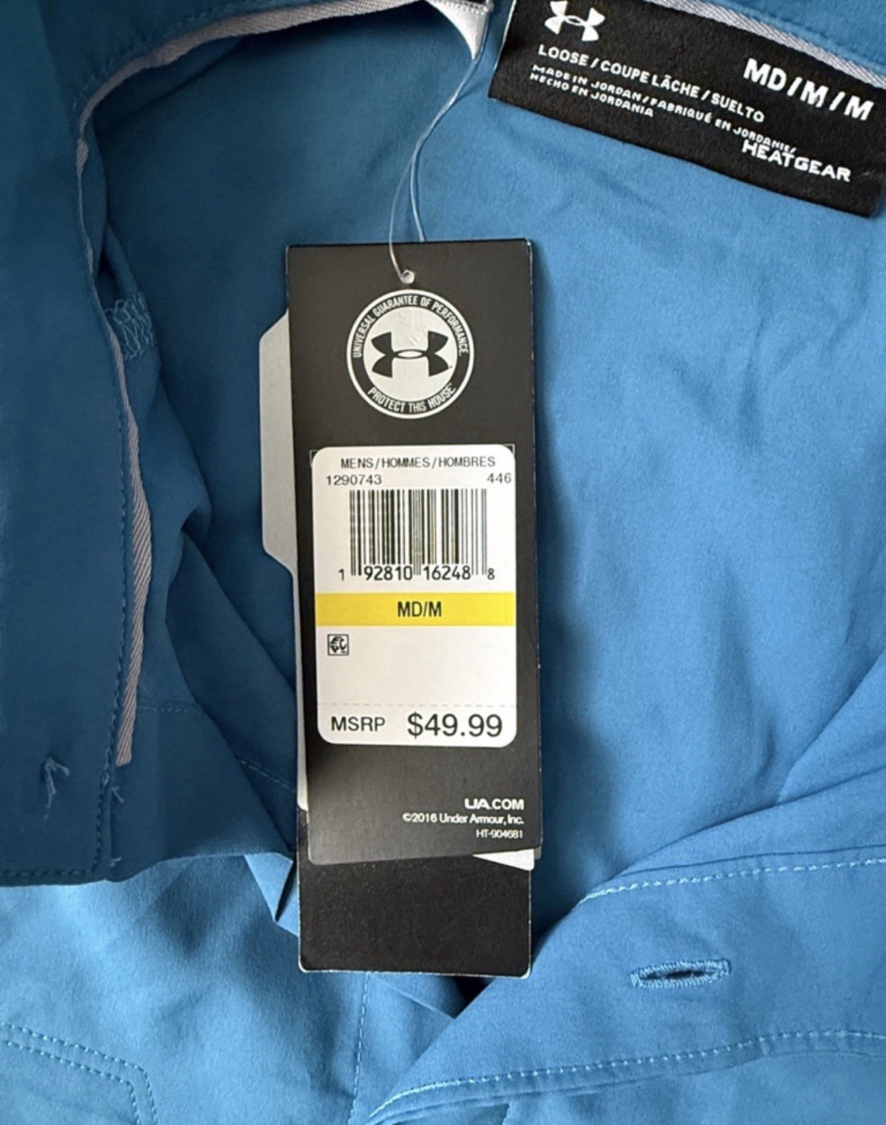 Mens Under Armour Heat Gear Loose Super Lightweight Vented Button Down Shirt Med gallery