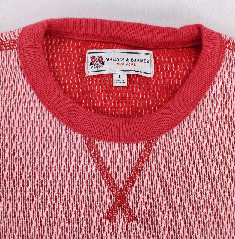 Wallace & Barnes Textured Knit Long Sleeve Crew Neck Pullover Shirt Red Mens L gallery