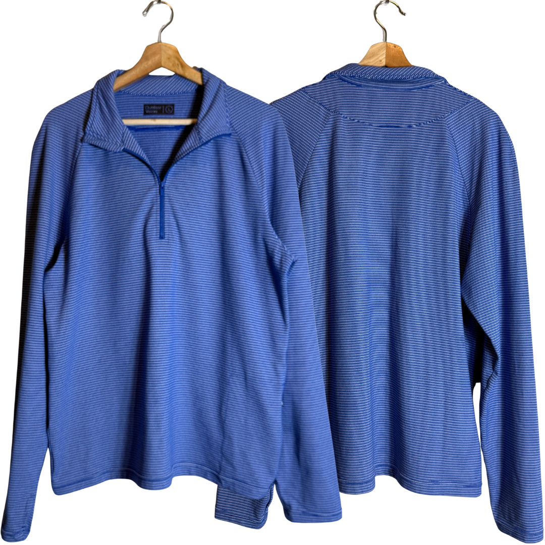 Outdoor Voices Trail Striped 1/4 Zip Pullover Men's Large Blue Activewear NWOT gallery
