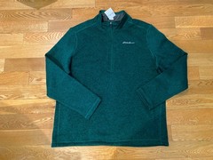 Eddie Bauer Green Half Zip Pullover Mock Neck Sweatshirt Sweater XL NWT