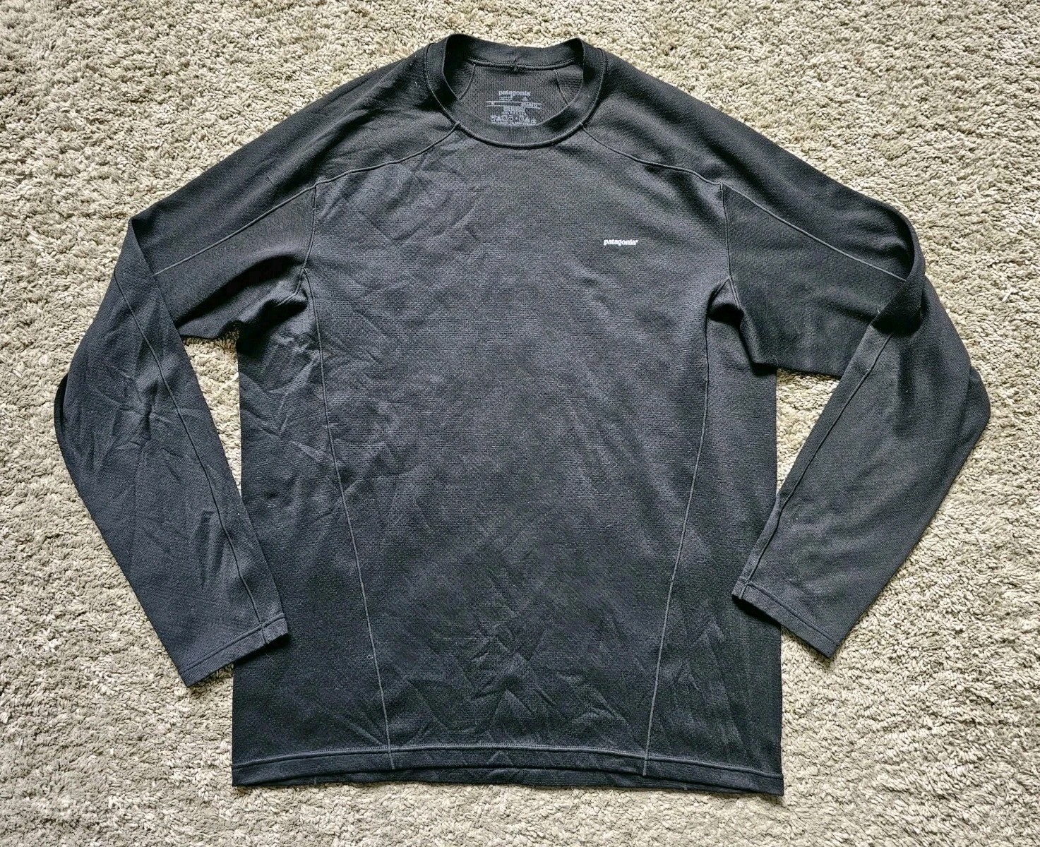 Patagonia Black Midweight Capilene Baselayer Long Sleeve Shirt Men's Size Medium gallery