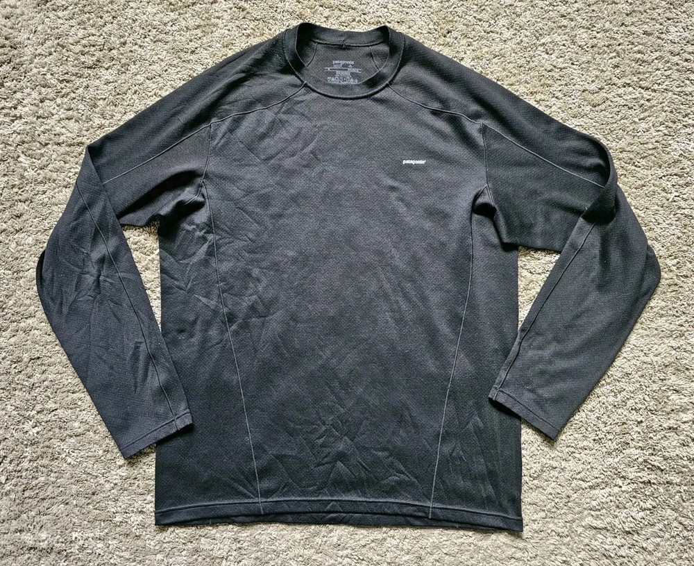 Patagonia Black Midweight Capilene Baselayer Long Sleeve Shirt Men's Size Medium
