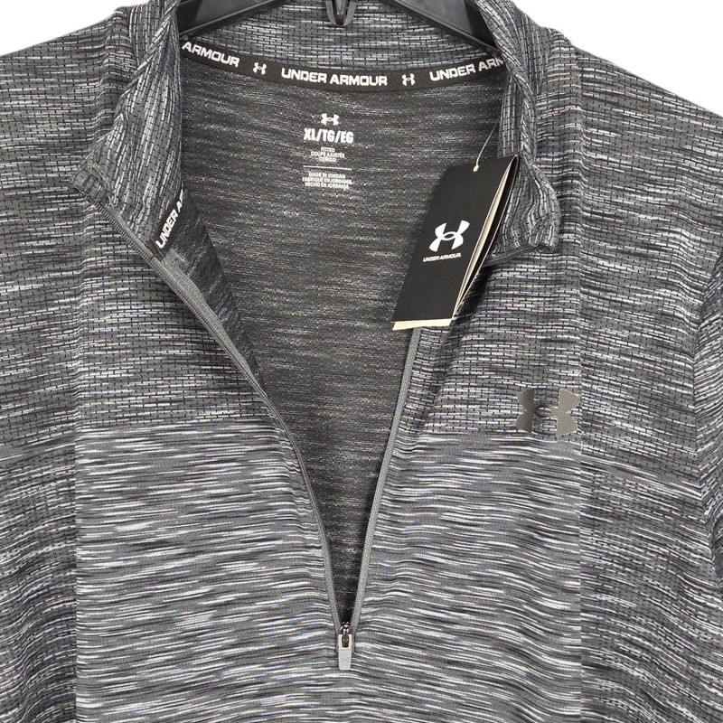 Under Armour 1/2 Zip Pullover Mens XL Gray Black Performance Stretch Shirt NWT gallery